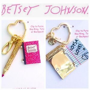 Betsey Johnson Lotsa Love Notebook & Pen Handbag Charm